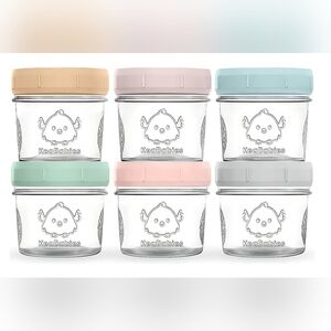 KeaBabies 6-Pack Glass Baby Food Containers - 4 oz Leak-Proof